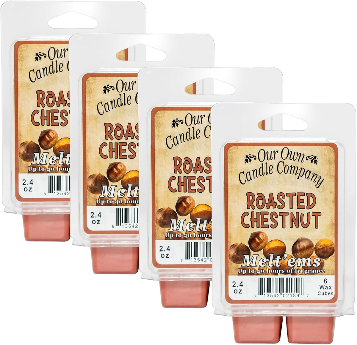 Our Own Candle Company Premium Wax Melt, Roasted Chestnut Scent, Handmade in The USA, 24 Cubes (4