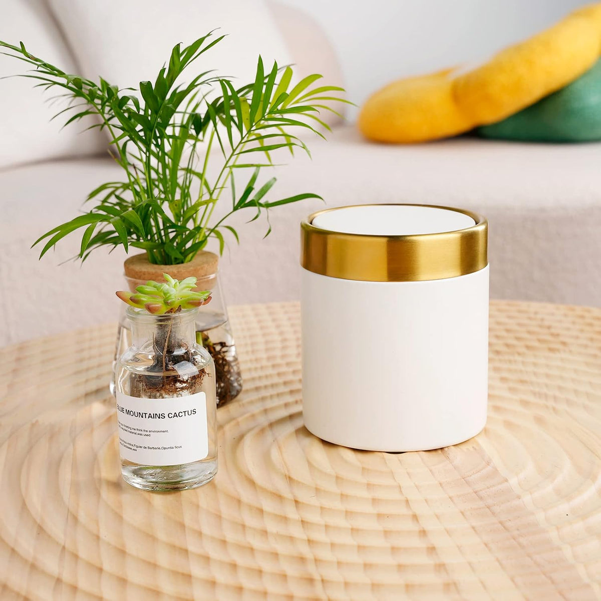 Mini Trash Can with Lid, Metal Small Tiny Mini Trash Bin Can, Mini Countertop Trash Cans for Desk