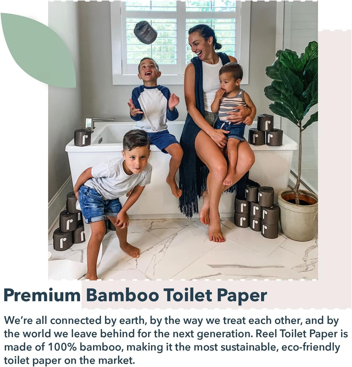 Reel Premium Toilet Paper - 12 Rolls of Toilet Paper - 3-Ply Made from Tree-Free - Zero Plastic