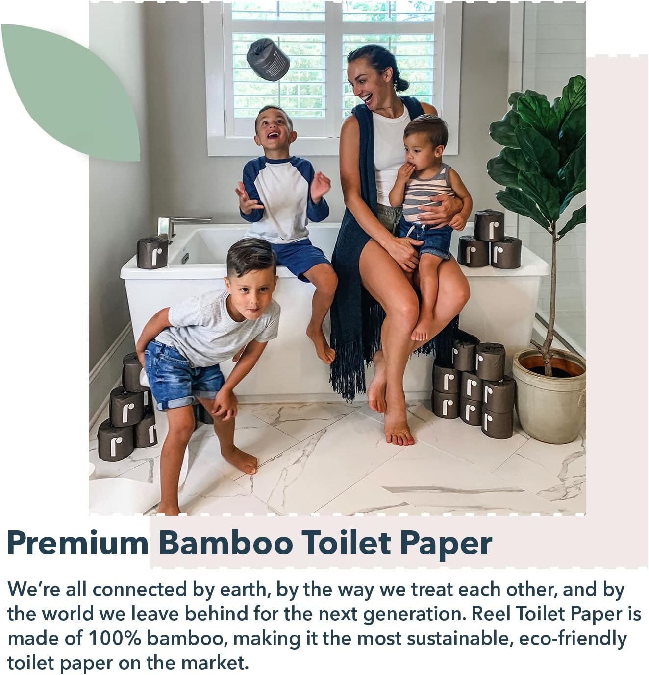 Reel Premium Toilet Paper - 24 Rolls of Toilet Paper - 3-Ply Made From Tree-Free - Zero Plastic