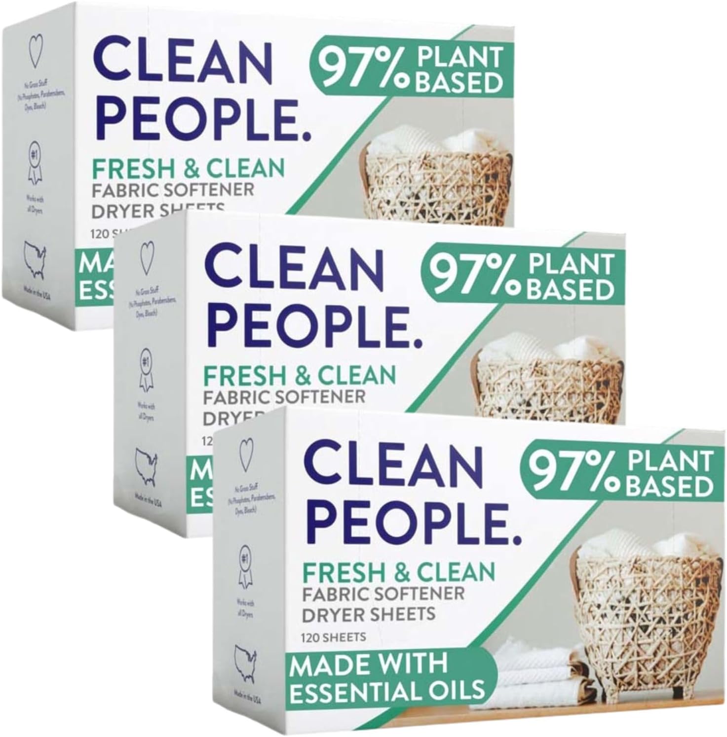 The Clean People Fabric Softener Sheets - Dryer Sheets - Softens & Removes Static - Vegan Laundry