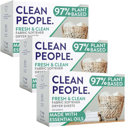 The Clean People Fabric Softener Sheets - Dryer Sheets - Softens & Removes Static - Vegan Laundry
