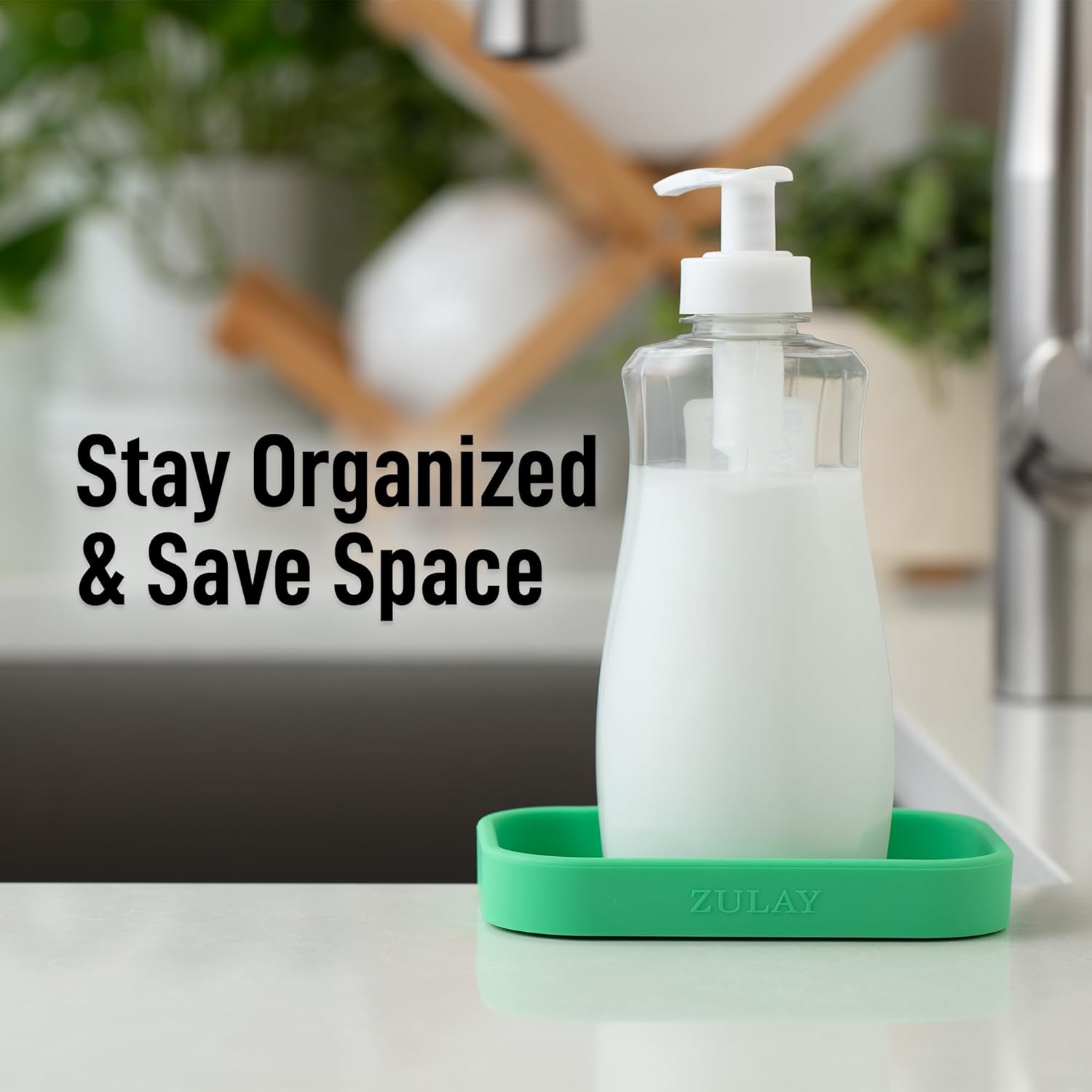 Zulay Kitchen Small Silicone Sponge Holder (4.9x3.3”) – Space-Saving Sink Organizer Tray for