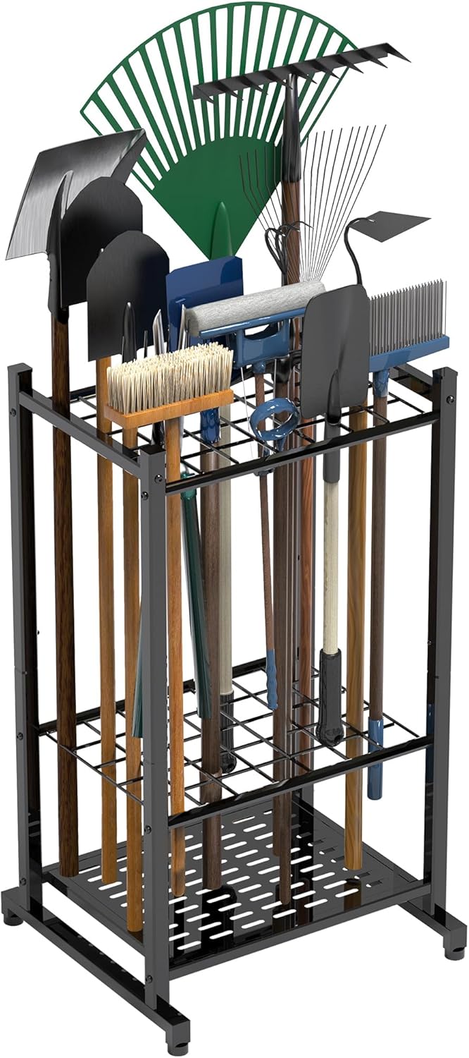 Garden Tool Organizer, Yard Tool Tower Rack for Garage Organization and Storage, Up to 35