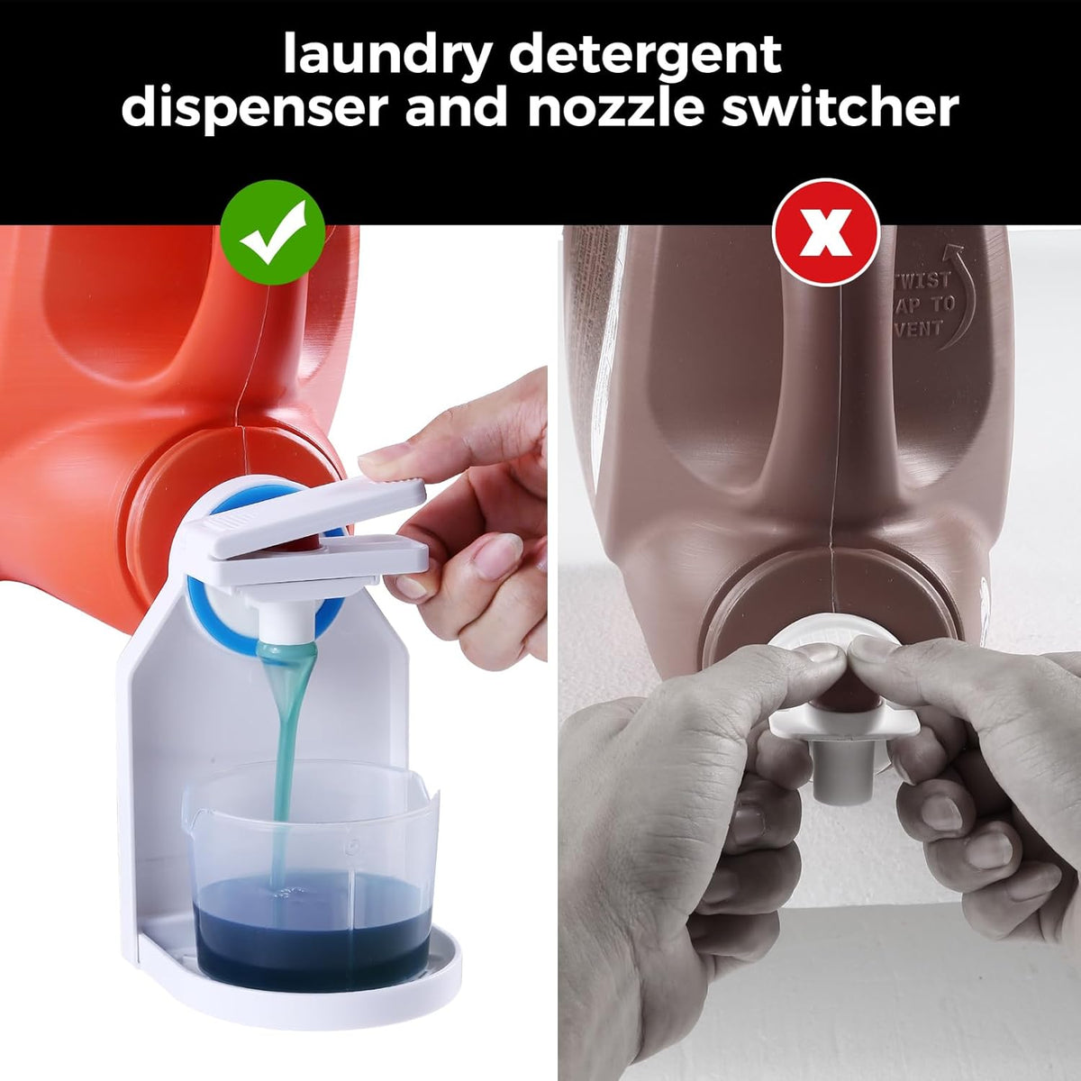 Laundry Detergent Dispenser Cup Holder & Nozzle Force-Saving Switch, Drip Catcher, Soap Dispenser