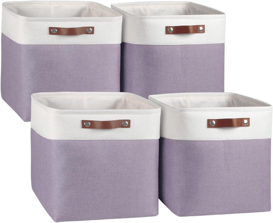 Univivi 13 x 13 x13 Cube Storage Baskets Storage Bins with Hard Bottom|PU Handles for