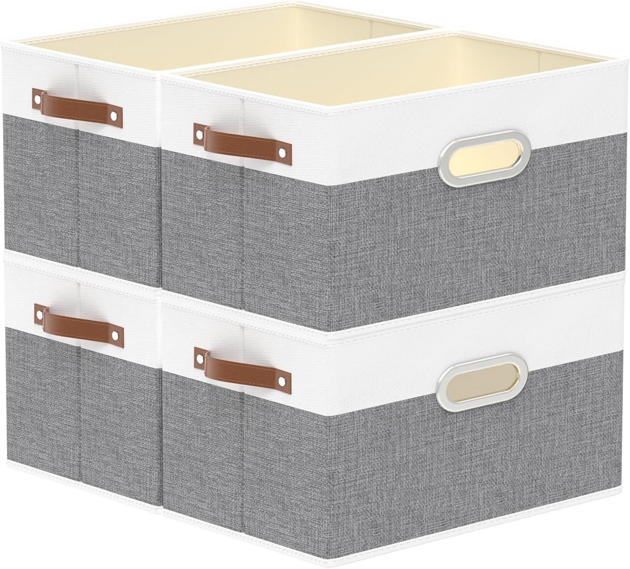 Yawinhe Fabric Storage Baskets, Foldable Closet Organizer for Shelves, Large Boxes with 3 Handles
