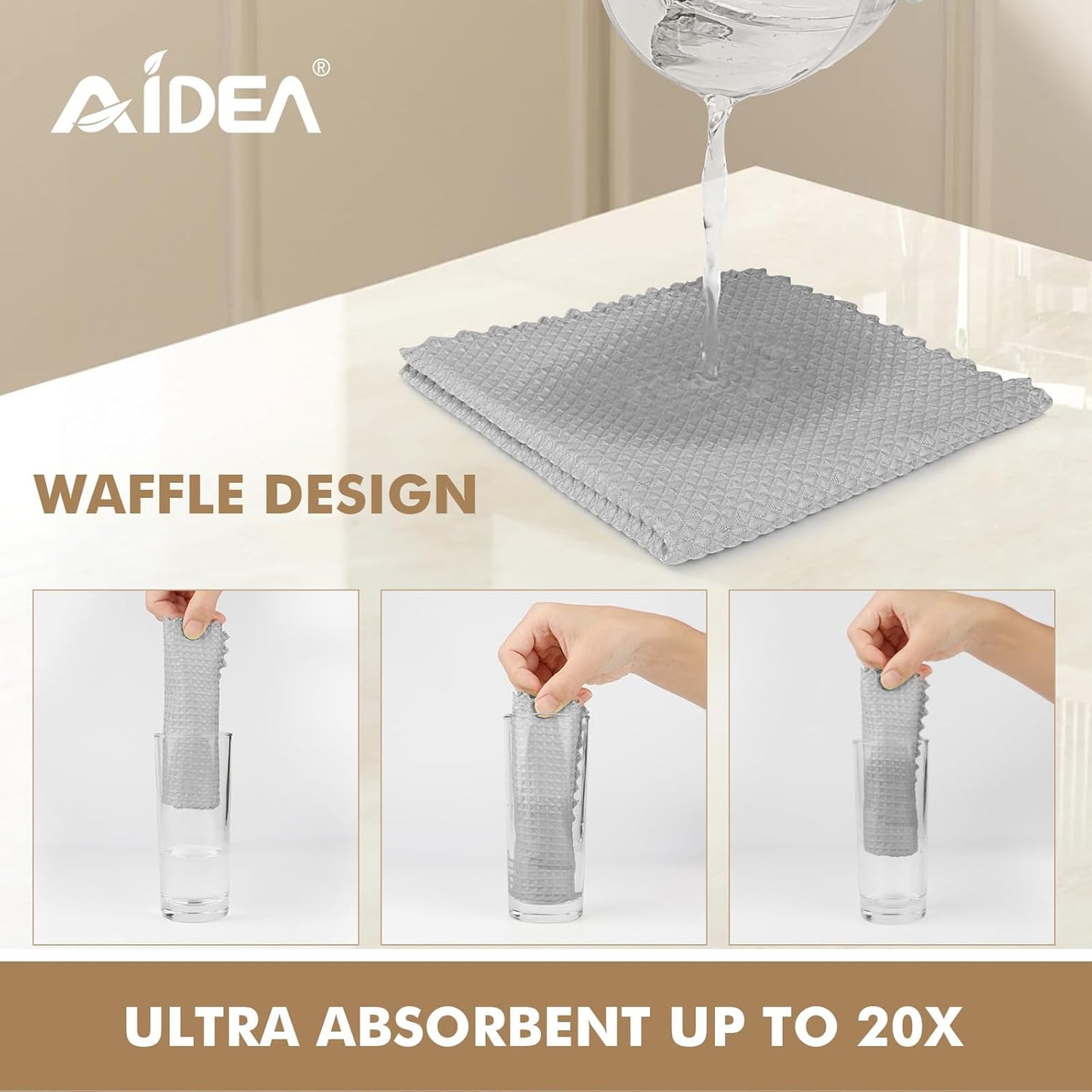 AIDEA Microfiber Cleaning Cloth for Glass 12PK, Grey, Lint Free Cloth Polishing Cleaning Rags