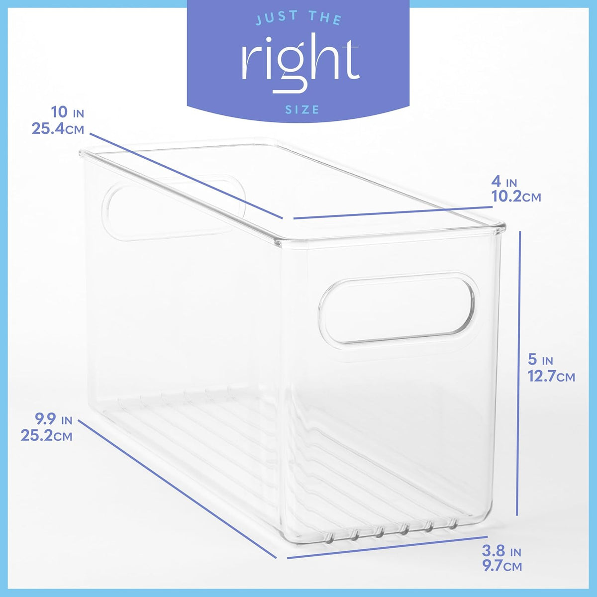 Plastic Food Storage 6 Pack Clear Container Bin with Handles for Organizing Kitchen, Pantry