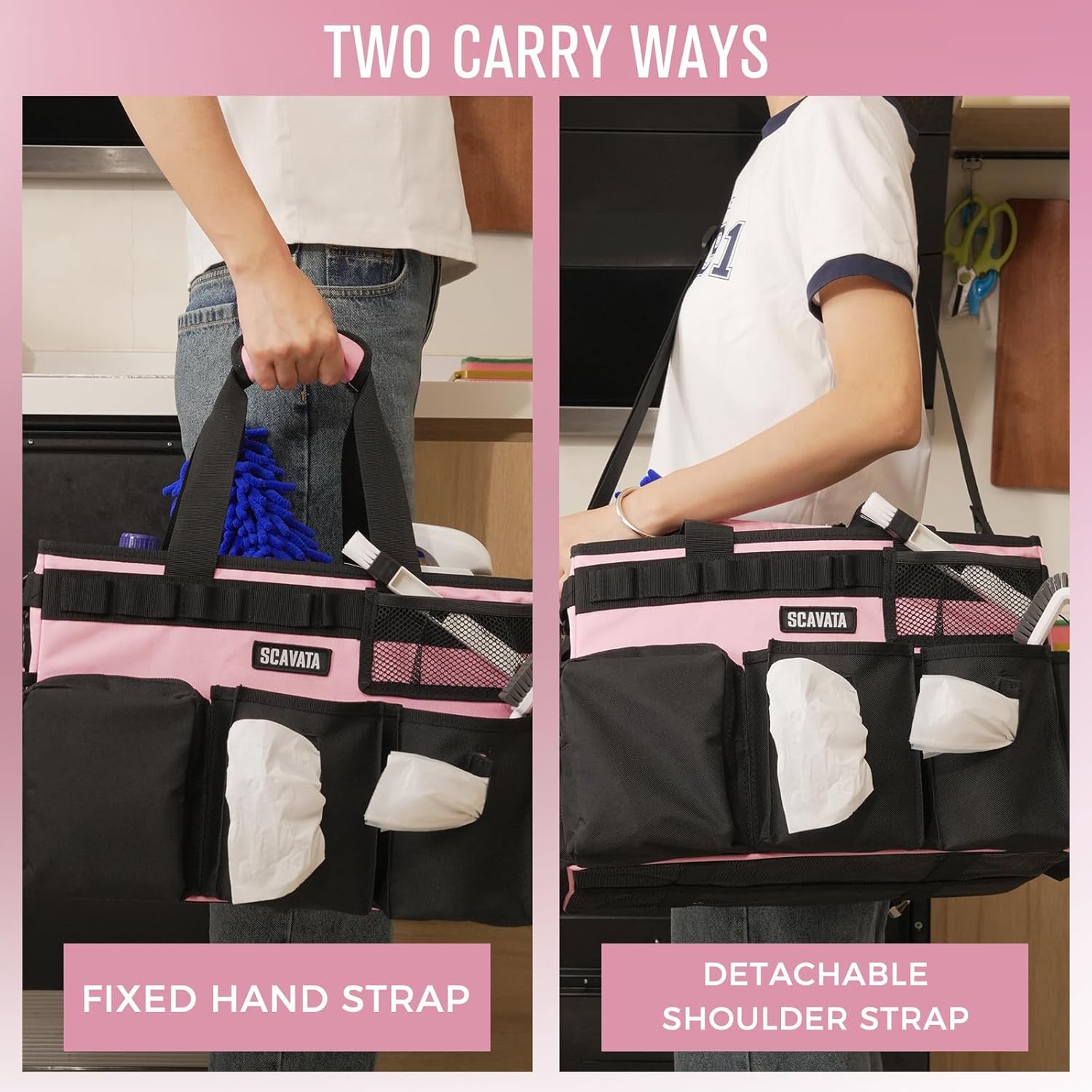 Wearable Cleaning Caddy Bag, Cleaning Caddy Supplies Organizer with Handle & Shoulder Straps for