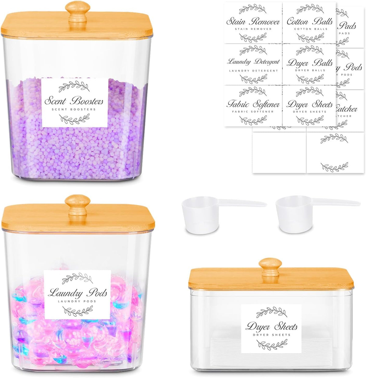 efluky 3 Pack Laundry Pods Container & Dryer Sheet Holder Set,Clear Laundry Room Organization