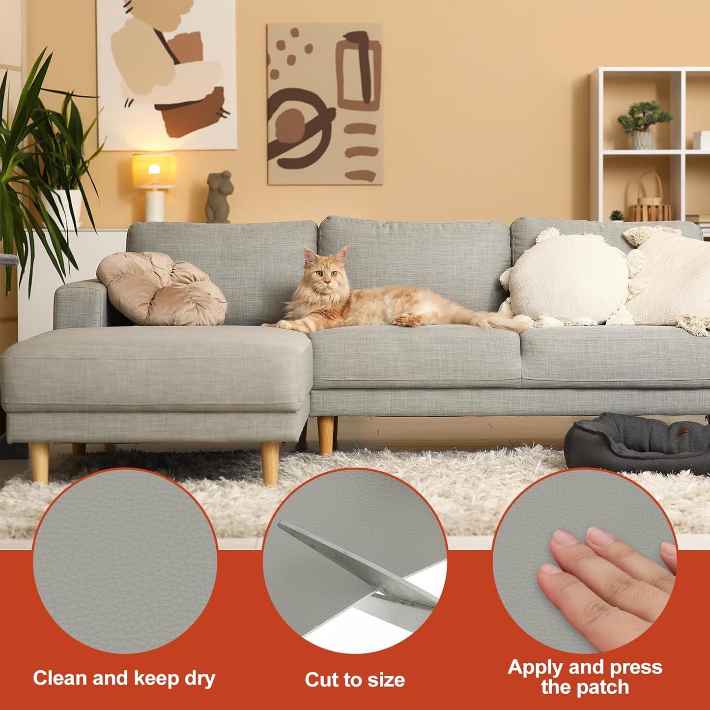 PATIKIL Leather Patches Tape for Furniture, 3.2 x 61 Inch Self Adhesive Vinyl Leather Repair Kit