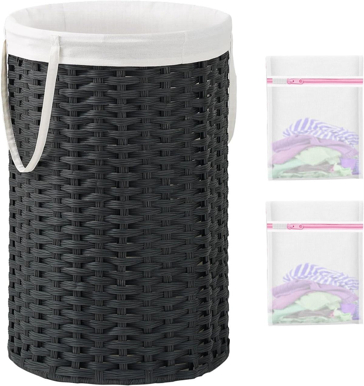 34.3 Gal (130 L) Large Laundry Hamper Laundry Basket Round Handwoven Wicker Laundry Baskets Rattan