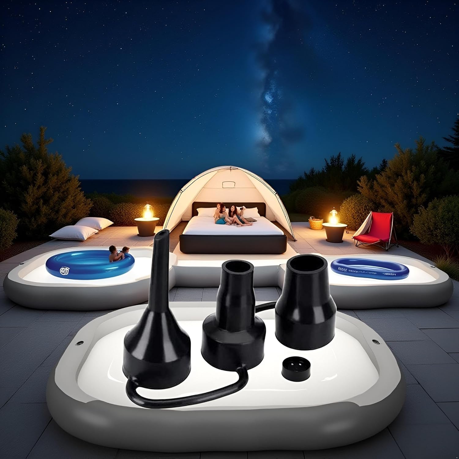 3 Sizes Black Air Pump Replacement Nozzles, Inflatable Pump Nozzles Head, Plastic Pump,Air Pump