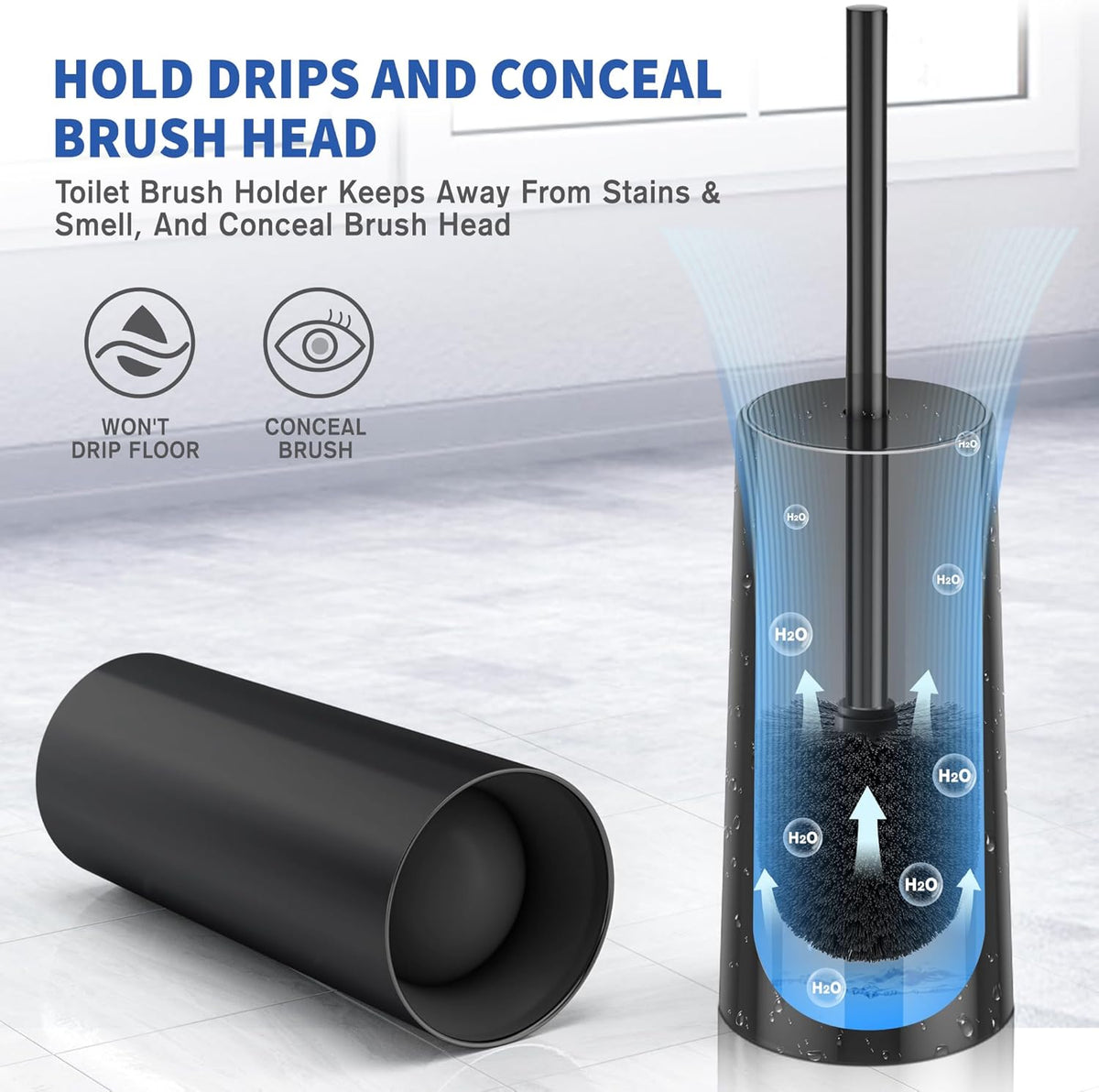 Toilet Brush and Holder, 2 Pack Toilet Brush Stainless Steel, Toilet Bowl Brush for Bathroom