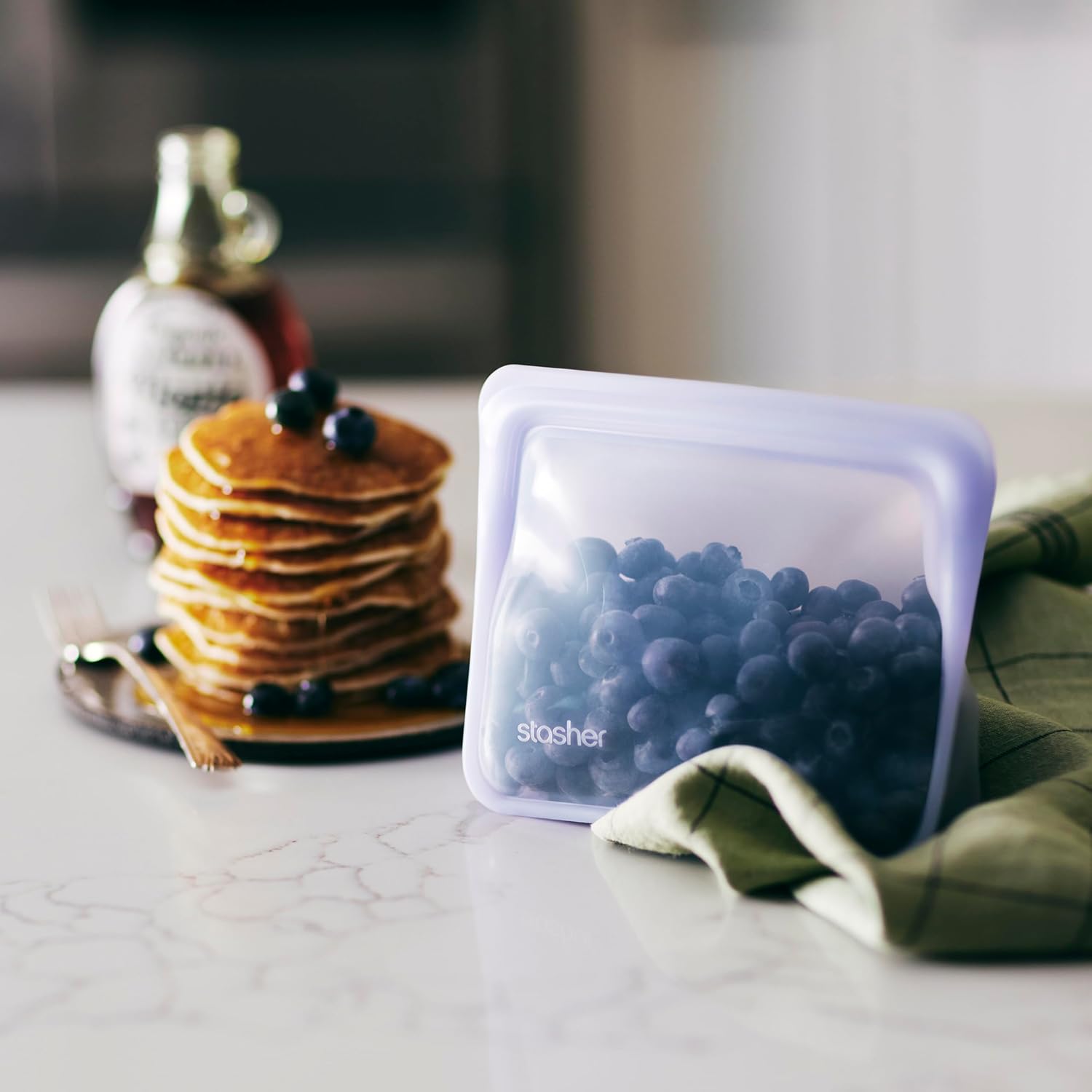 Stasher Premium Silicone Reusable Food Storage Stand-Up Mini Bag, Aqua, Microwave, Sous Vide