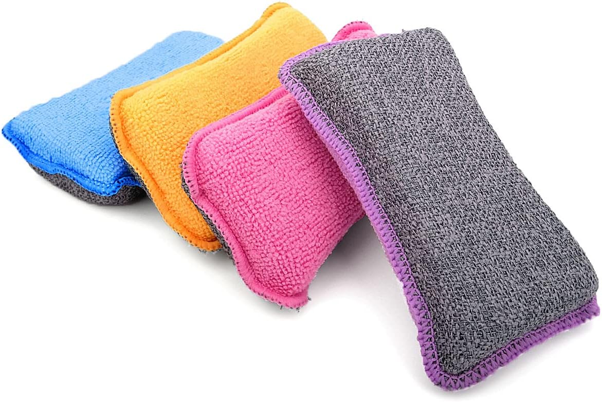 UPSTAR Kitchen Sponges for Dishes, Microfiber Cleaning Scrubber, Non-Scratch Scrubbies for