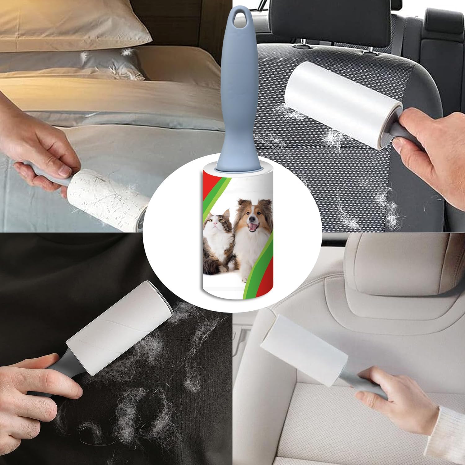 Pet Hair Lint Rollers, 3 Pack, 90 Sheets Each– Reusable Sticky Roller for Pet Hair, Cat & Dog Hair