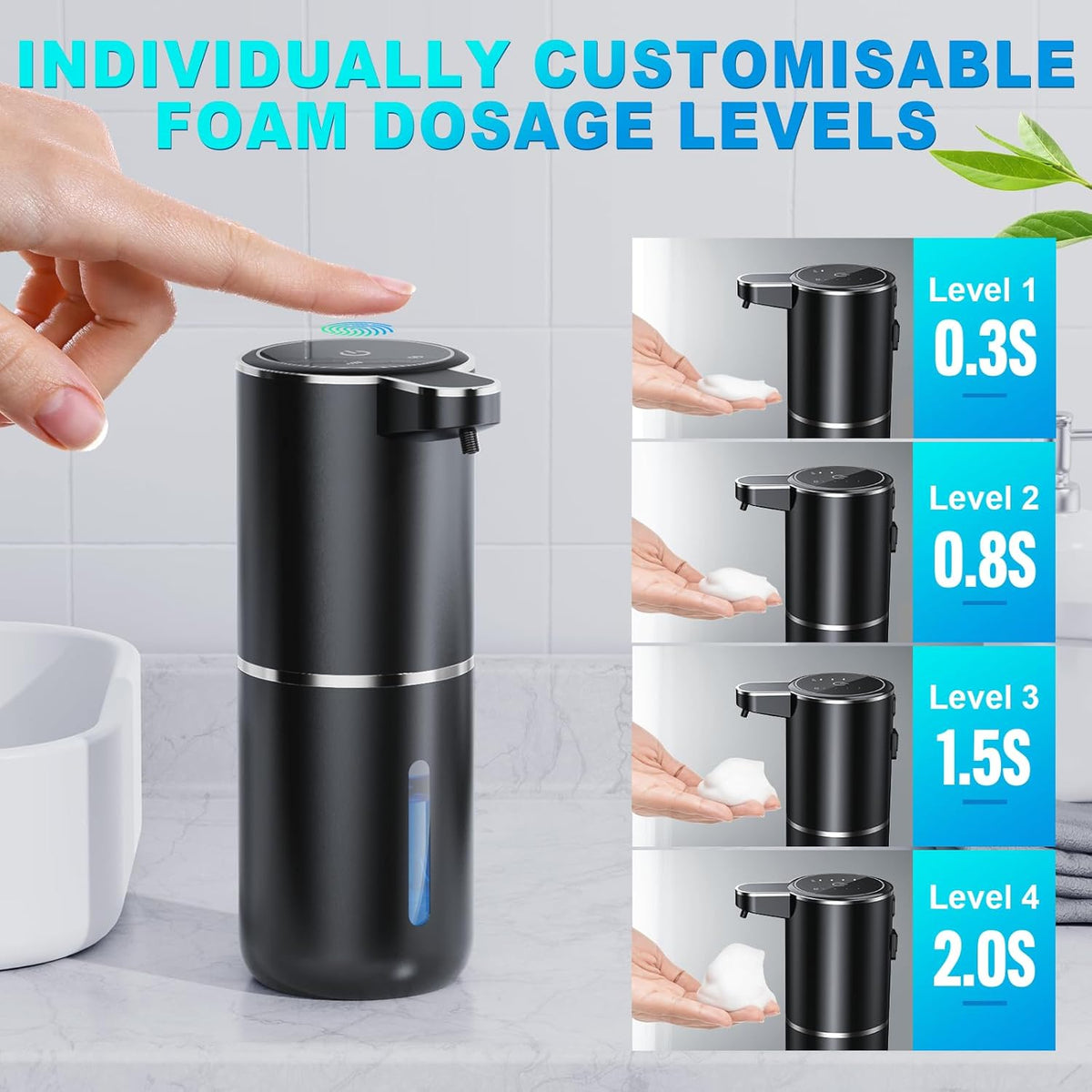 Automatic Foaming Soap Dispenser, 12.8oz/380ml Wall Mount Touchless Soap Dispenser with Sensor