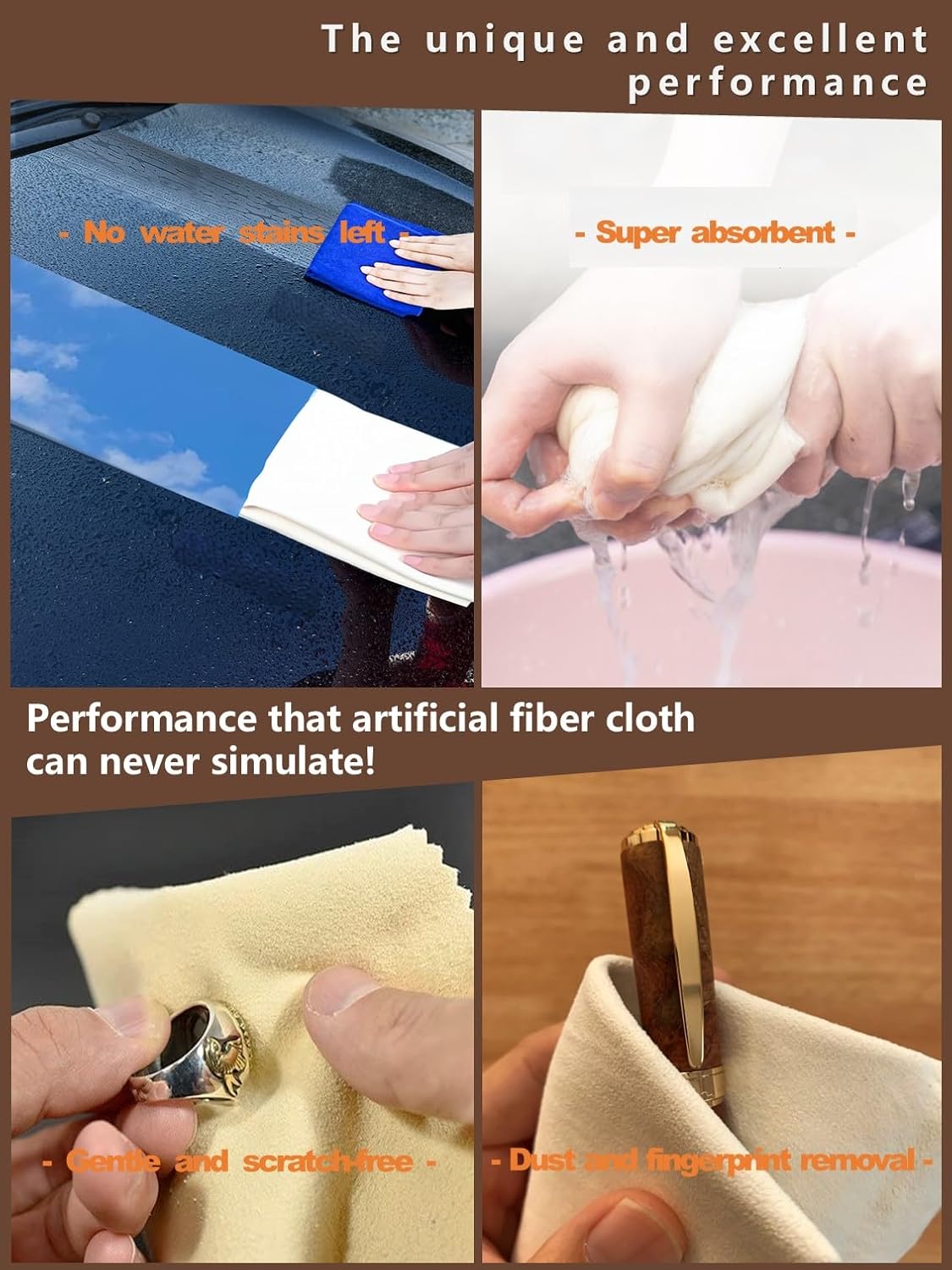 Eyeglass Cleaning Cloth Natural Chamois Leather Camera Lens Cleaning Cloths，Premium Cloth，Safe and