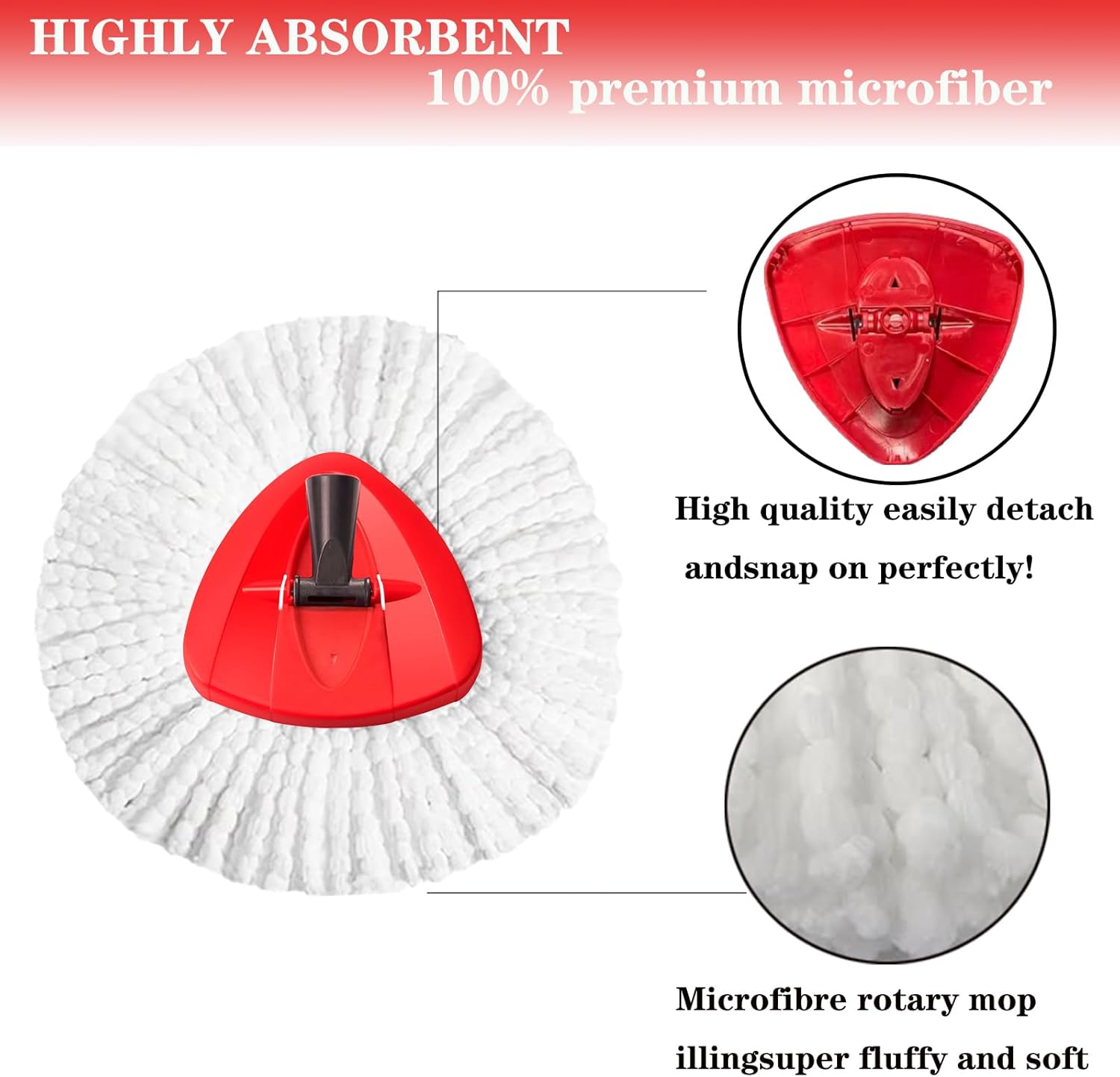 Spin Mop Replacement Head Mop Replace Head Compatible with O Cedar EasyWring Spin Mop - 4 O-Ceda