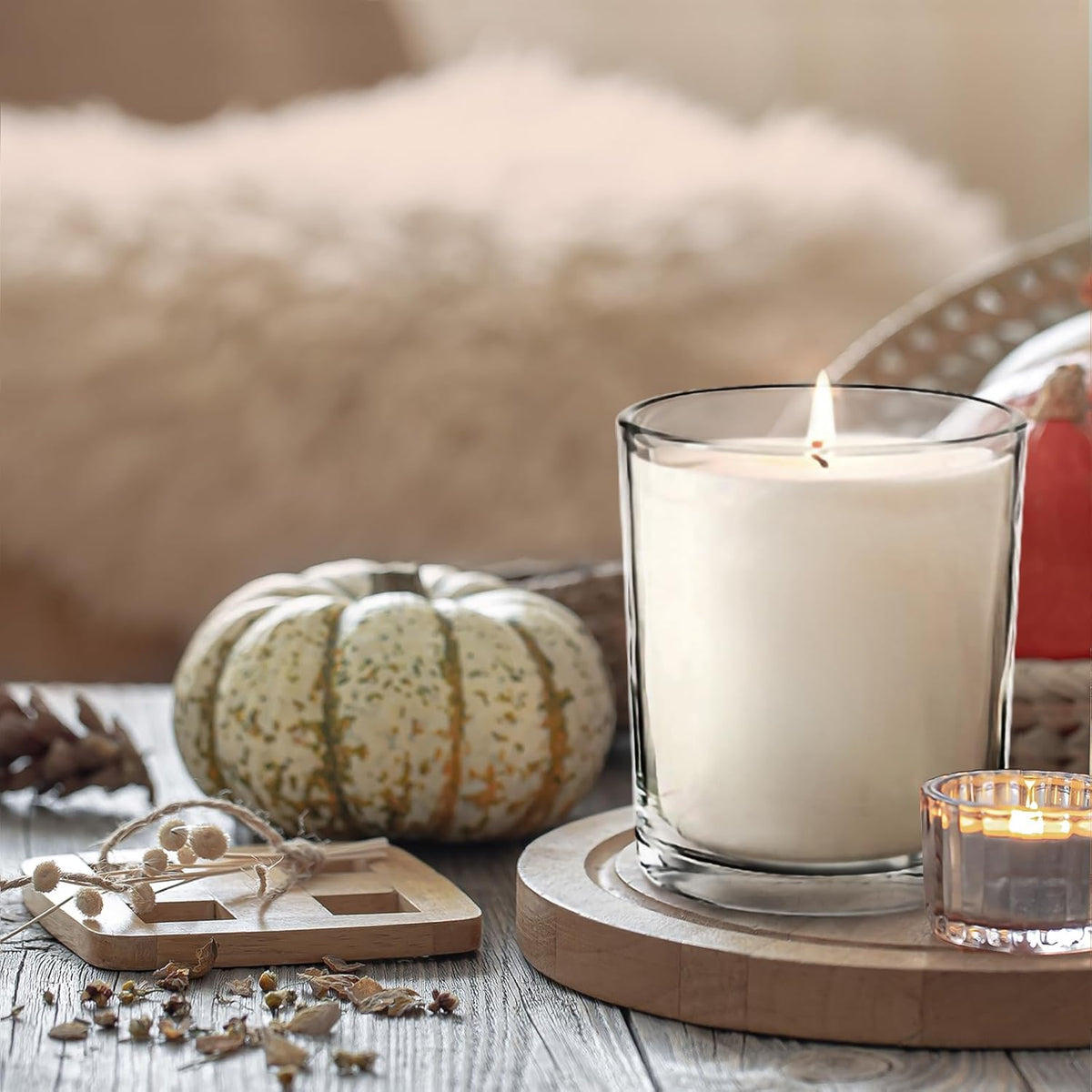 14 OZ Thick Candle Jars for Making Candles 12 Pcs, 3 Wick Empty Jars with Wood Lids for Candle