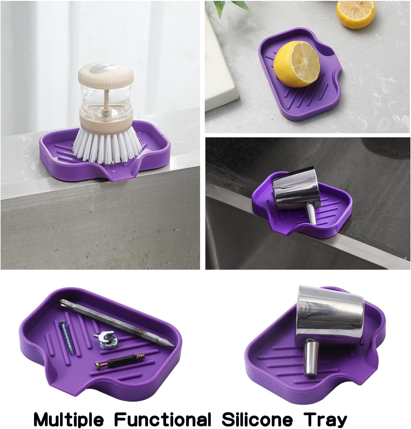 Silicone Bathroom Soap Dishes with Drain Spout-Bathroom and Kitchen Sink Organizer,Sponge