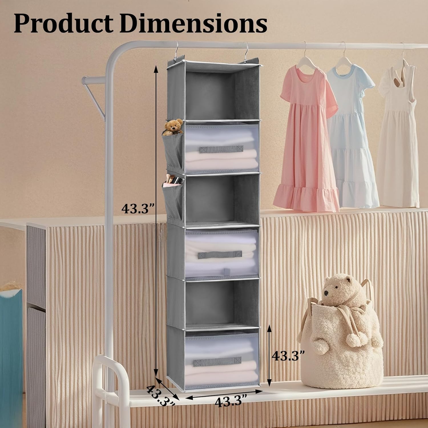 6-Tier Hanging Closet Organizer with Drawers and Side Pockets – Versatile Closet Storage for Shoes