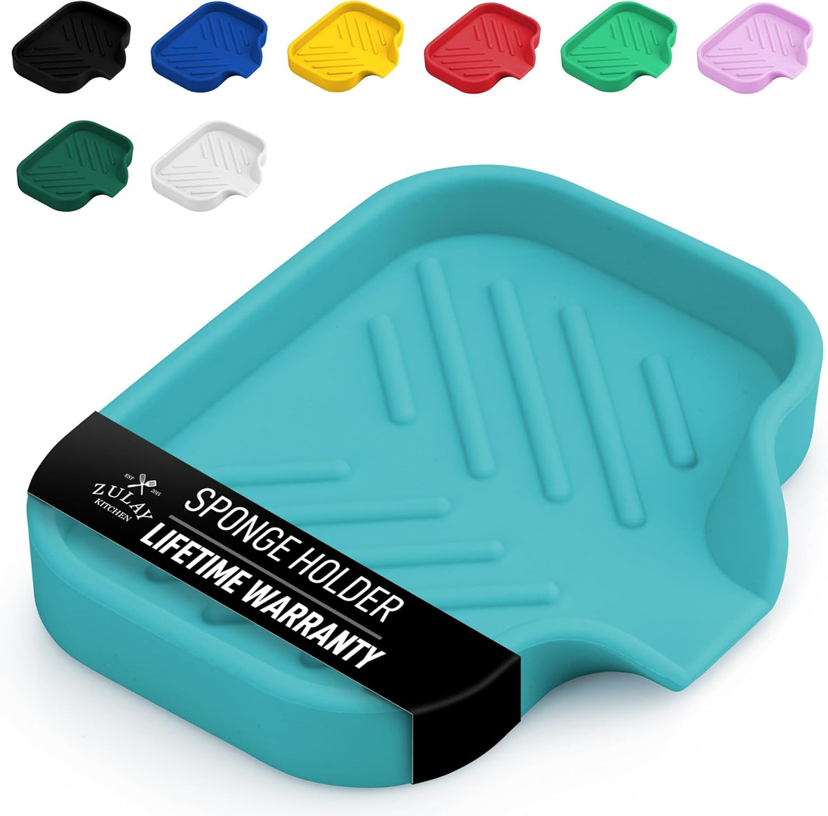 Zulay Kitchen Small Silicone Sponge Holder (4.9x3.3”) – Space-Saving Sink Organizer Tray for