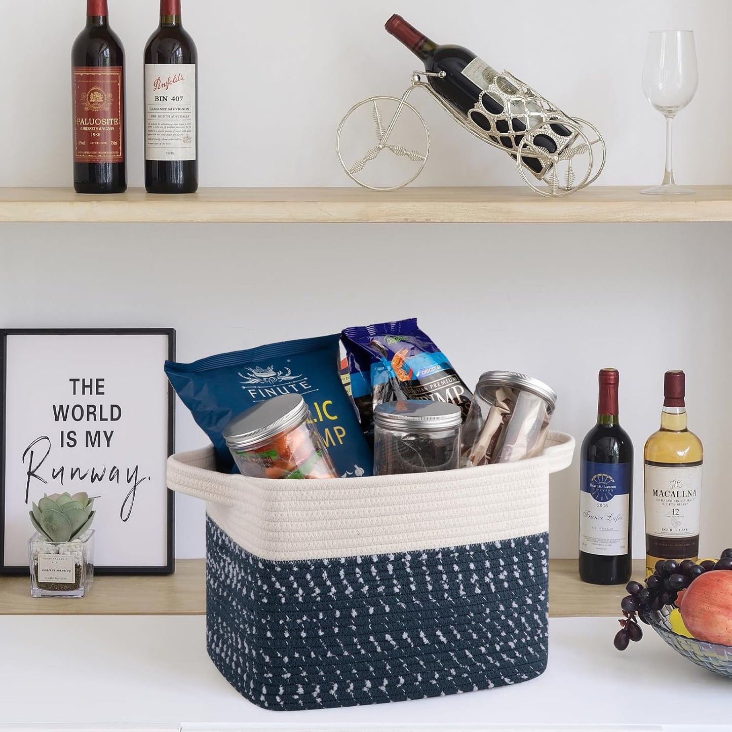 OIAHOMY Storage Basket, Woven Baskets for Storage, Cotton Rope Basket for toys,Towel Baskets for