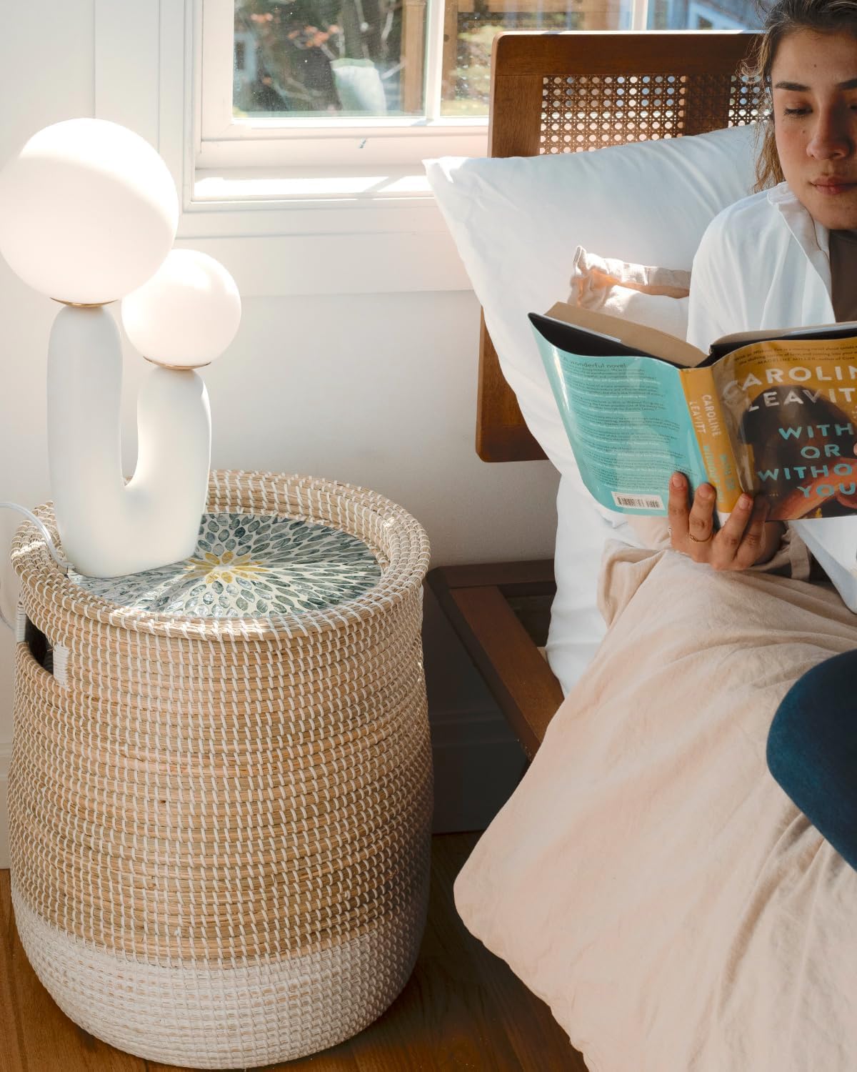 Round Seagrass Laundry Hamper with Lid, 2-Piece Set - Eco-Friendly Storage Basket for Clothes
