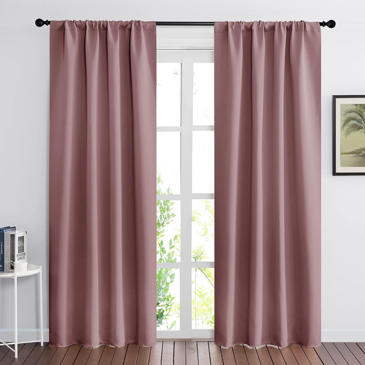 RYB HOME Living Room Curtains Blackout - Light Block Energy Efficiency Small Window Treatment