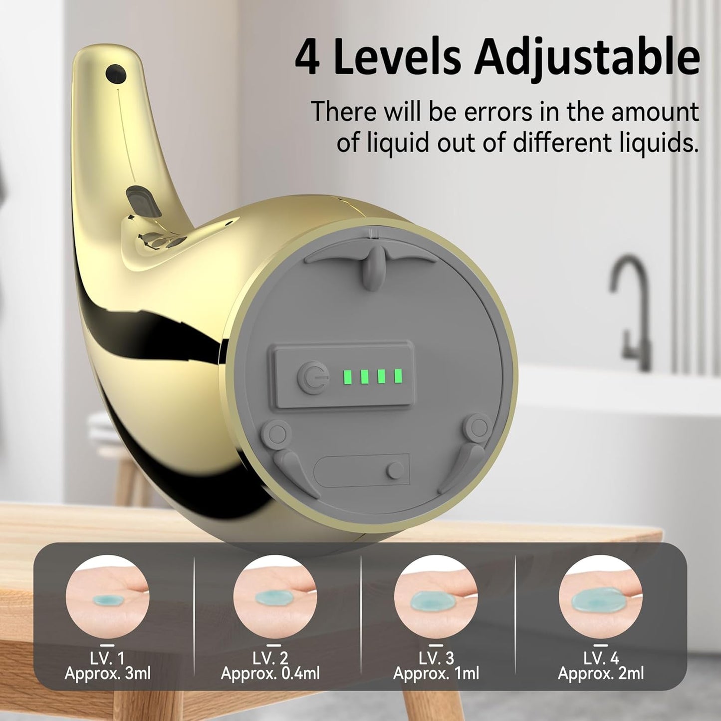 Adjustable Automatic Soap Dispenser Touchless, 4 Adjustable Levels Touchless Sensor Liquid Soap