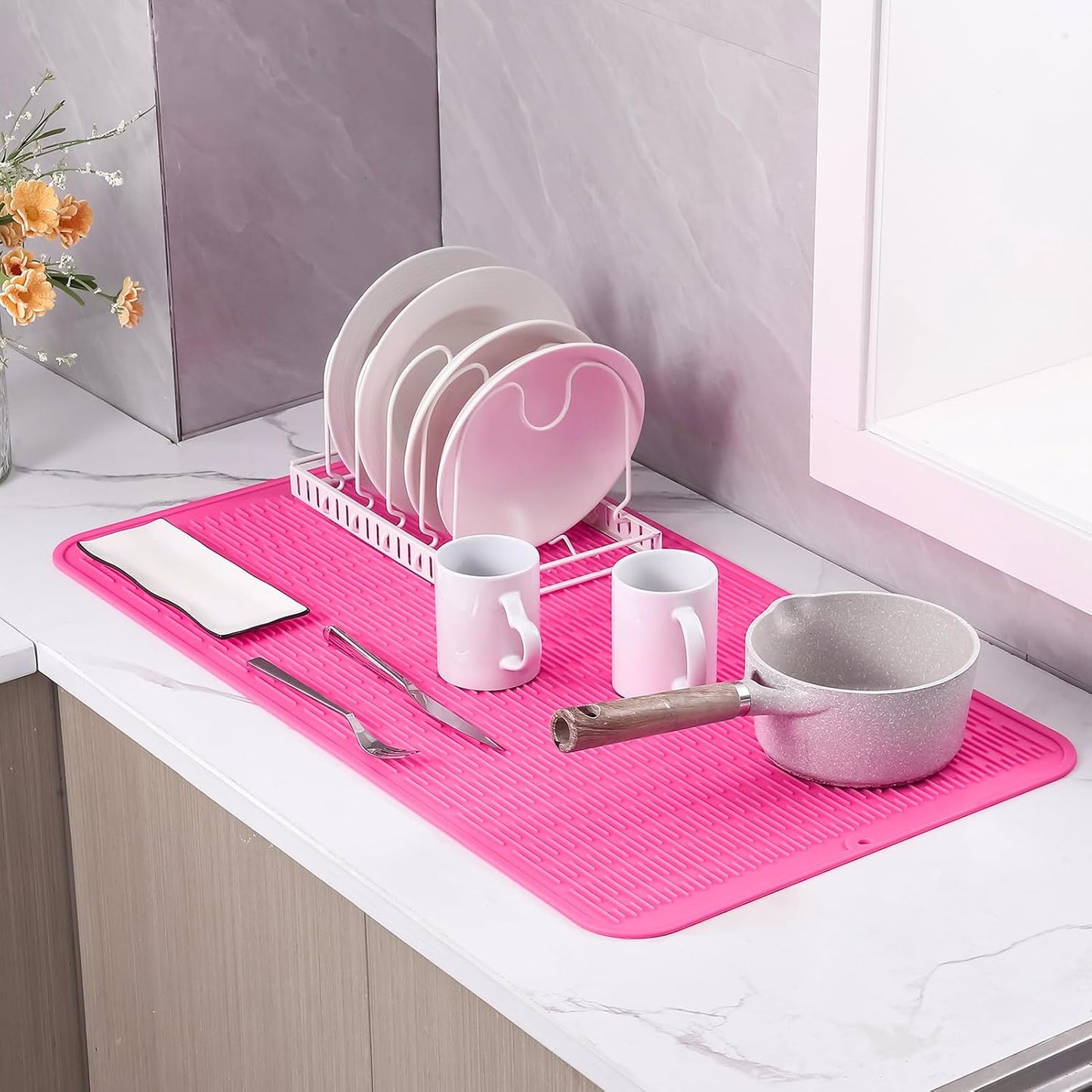 Silicone Dish Drying Mat for Multiple Usage,Easy clean,Eco-friendly,Heat-resistant Silicone Mat for