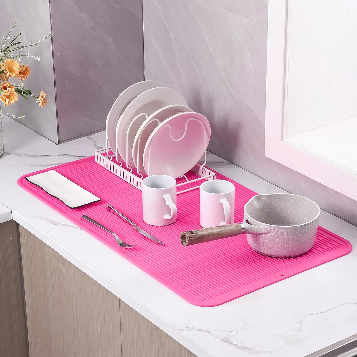 Silicone Dish Drying Mat for Multiple Usage,Easy clean,Eco-friendly,Heat-resistant Silicone Mat for