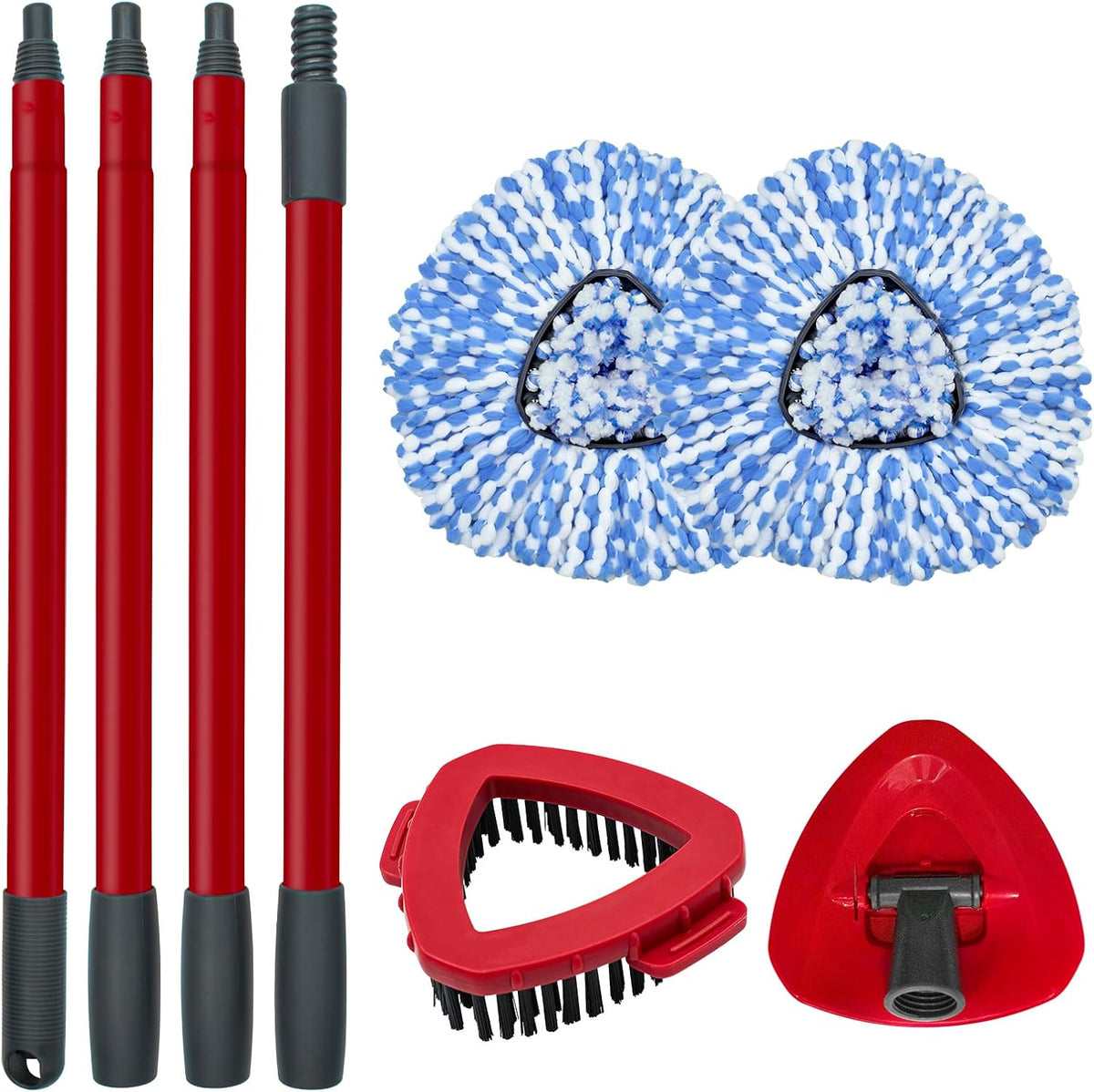 Spin Mop Replace Head, Base, Scrubber, Mop Handle for OCedar RinseClean 2-Tank System, Include 2