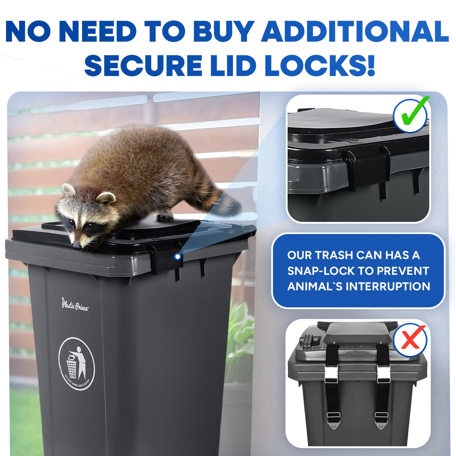 32 Gallon Trash Can with Wheels Outdoor Trash Can with Lid and Wheels Lockable Garbage Can