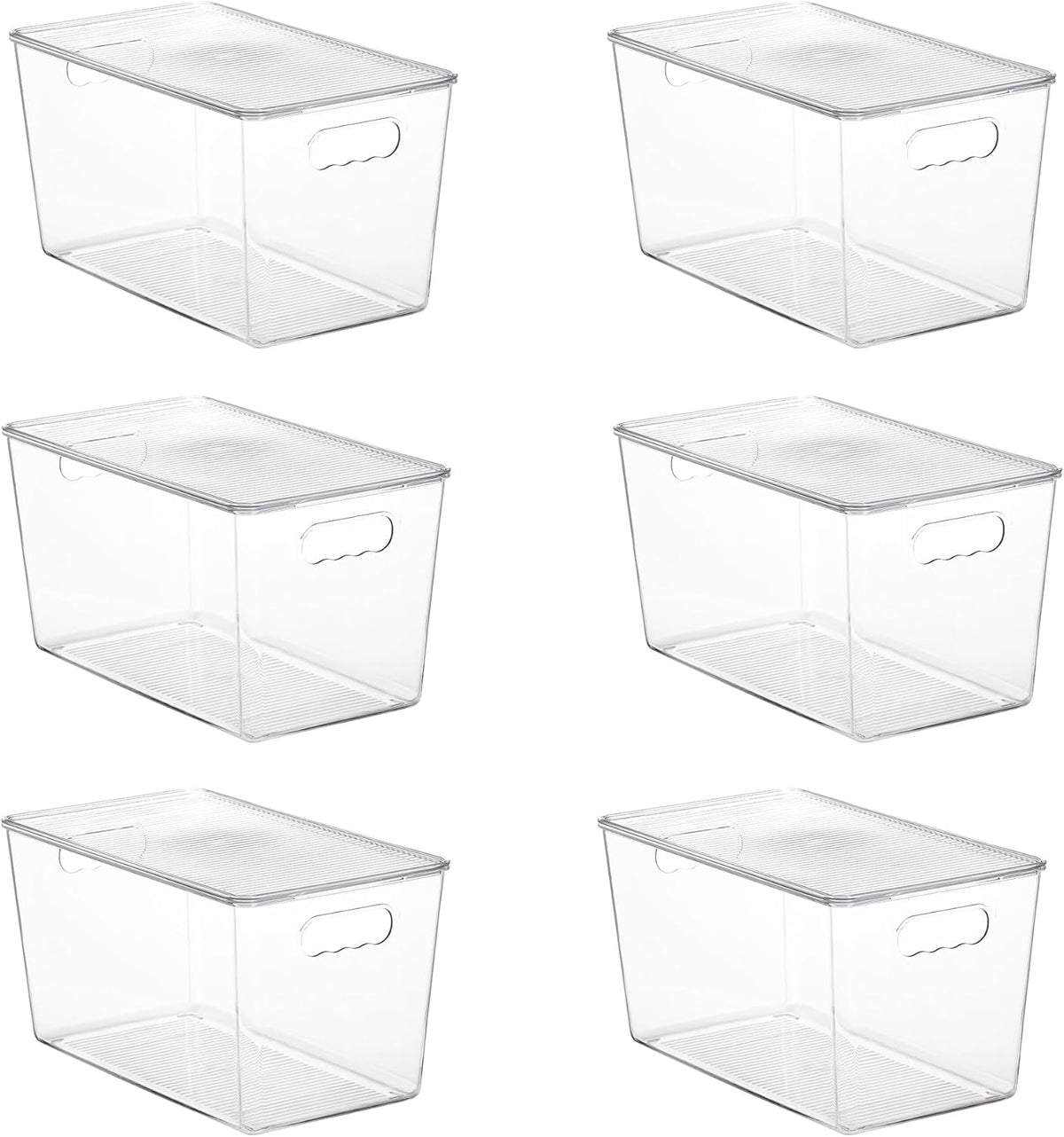 Vtopmart 6 Pack Clear Stackable Storage Bins with Lids,XLarge Plastic Containers with Handle for
