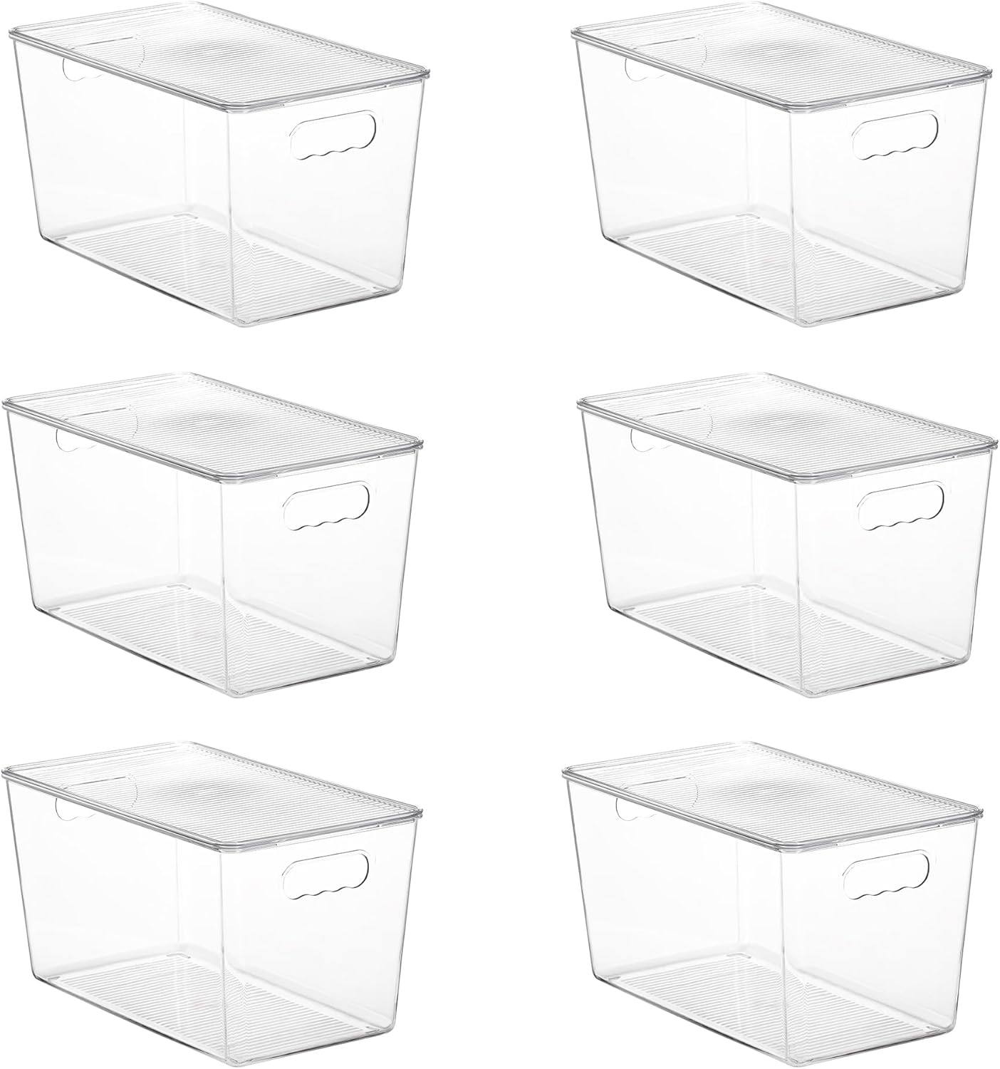Vtopmart 6 Pack Clear Stackable Storage Bins with Lids,XLarge Plastic Containers with Handle for
