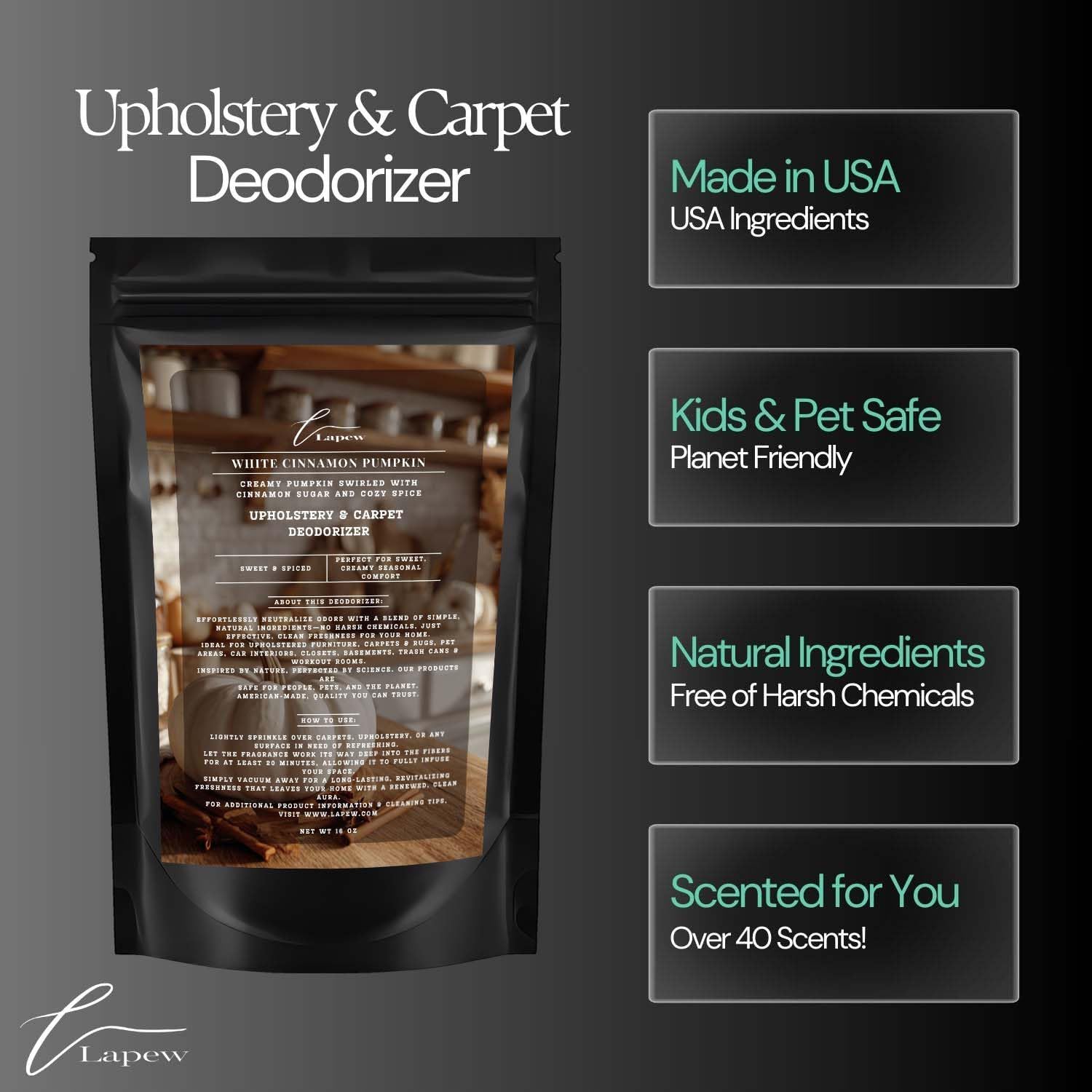 White Cinnamon Pumpkin Carpet Freshener Powder: Powerful Odor Eliminator for Home, Upholstery