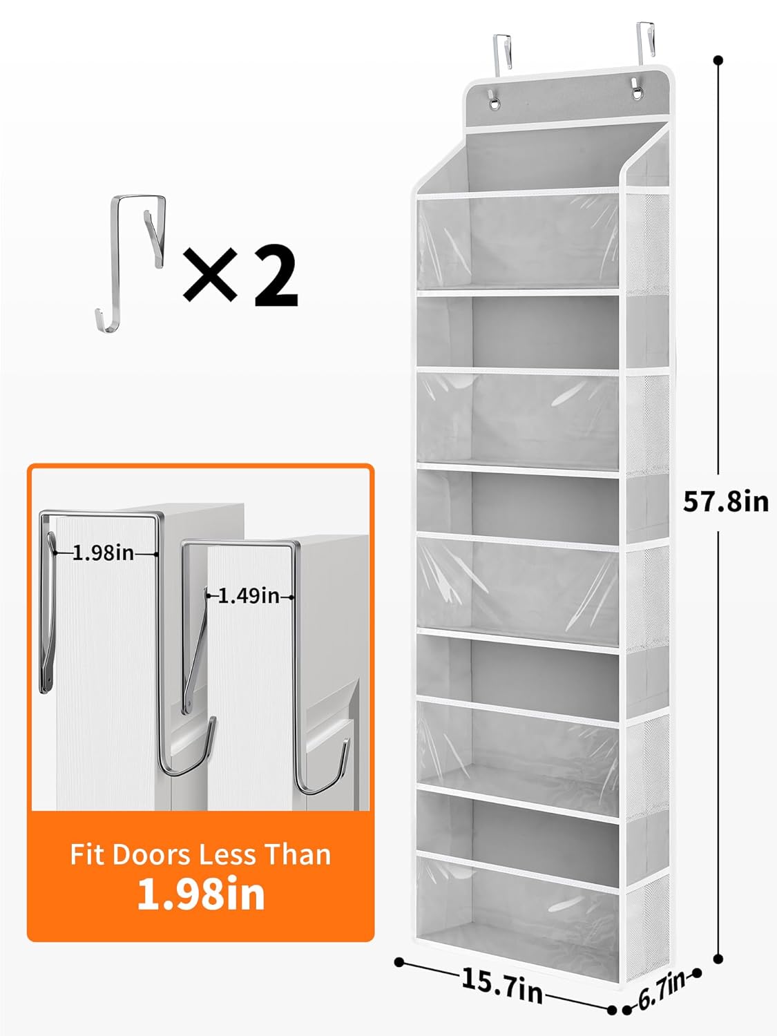 JARLINK Toy Stuffed Animal Storage, Over The Door Organizer W/Clear View Windows, 44lb Load, Baby
