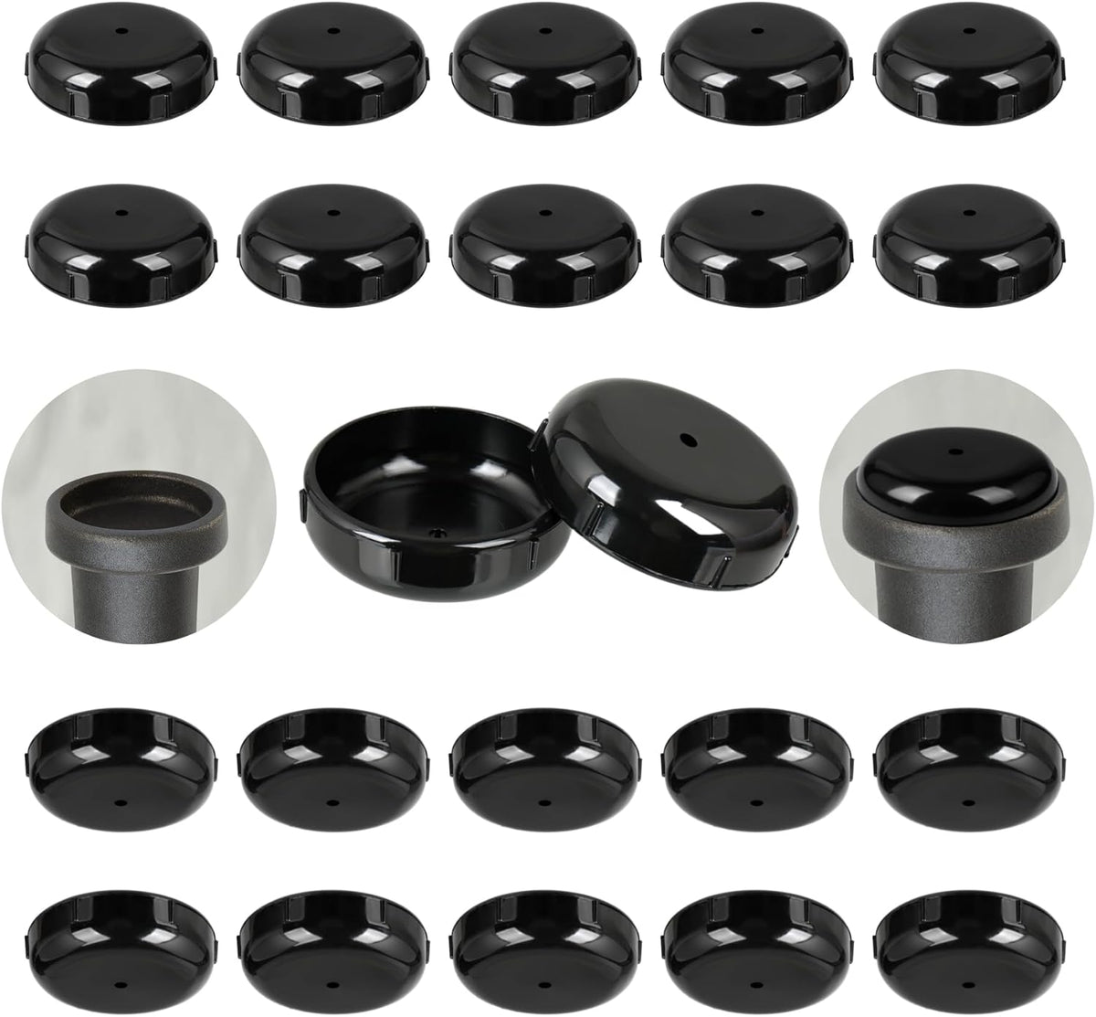 Wrought Iron Patio Furniture Feet Caps - Furnigear 1-1/2" Round Plastic Outdoor Chair Leg Caps