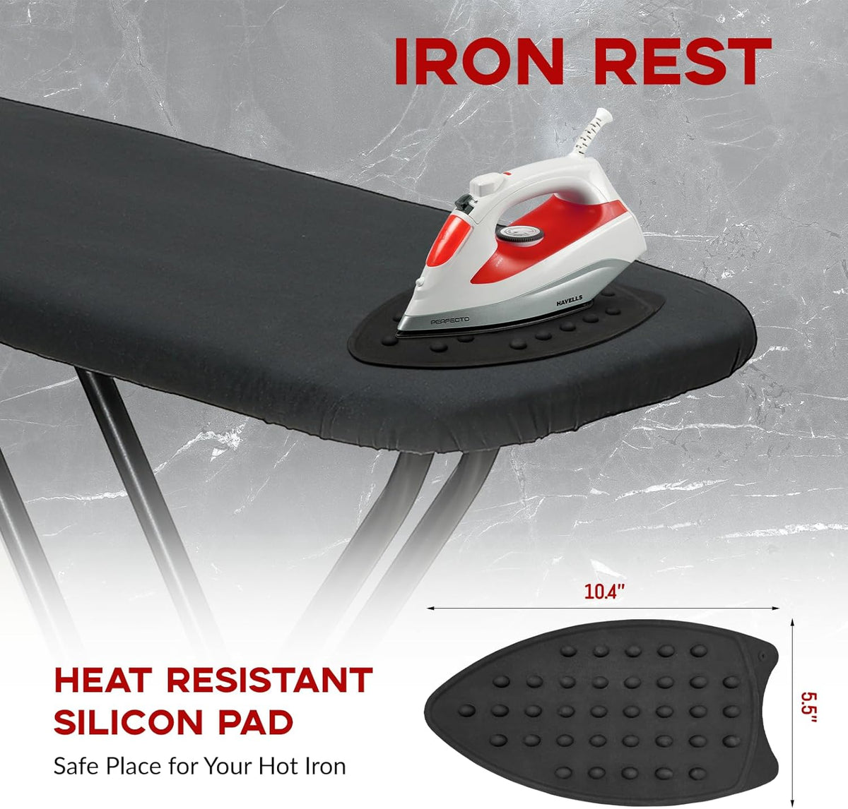 Ironing Board Full Size 53x13, RAINHOL Heavy Duty Iron Board with Thick Padded Cover, Height