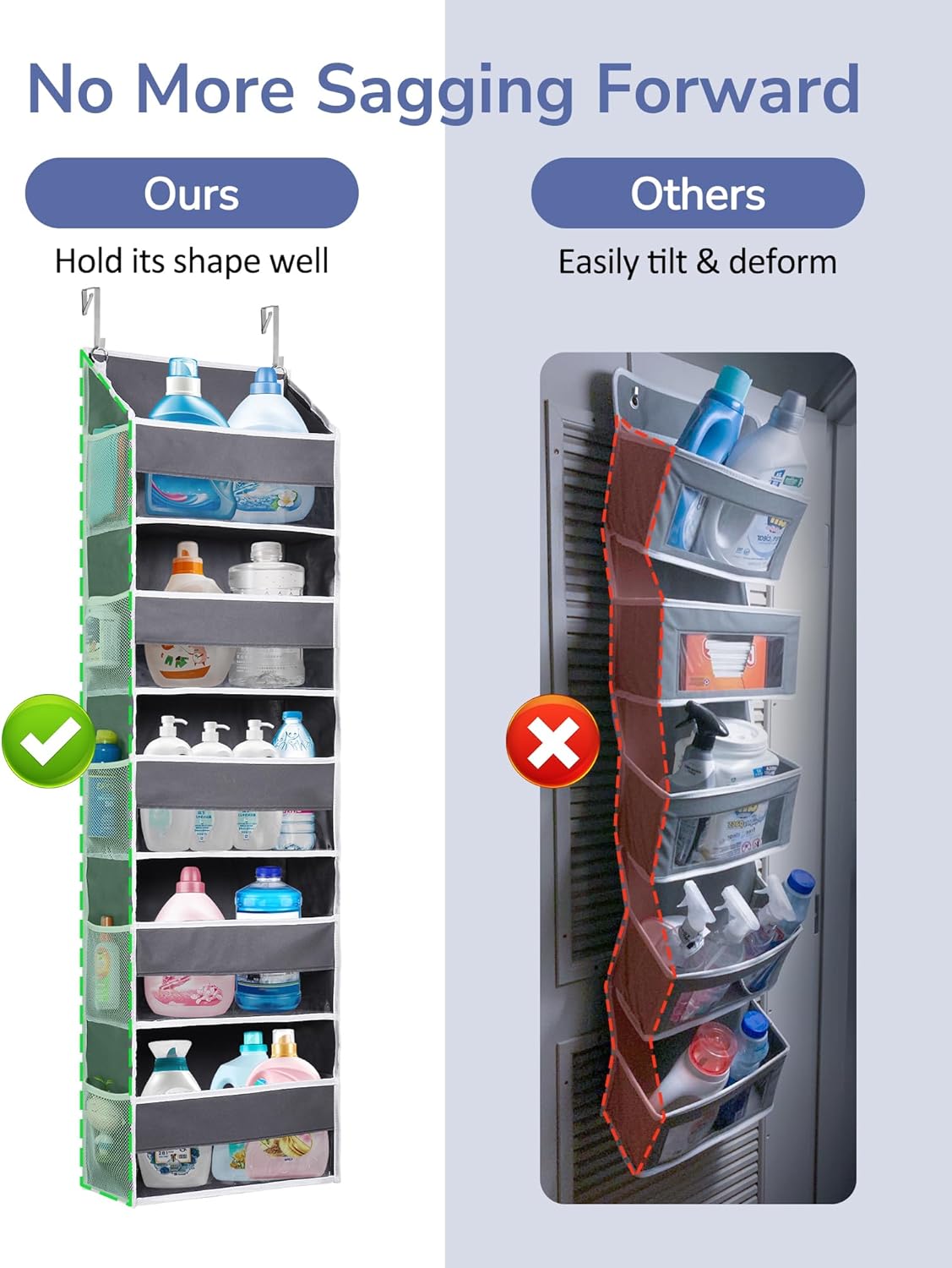 ULG 1 Pack Compact Size Over Door Organizer Slim Door Storage for Small-Sized Doors, 5 Shelves