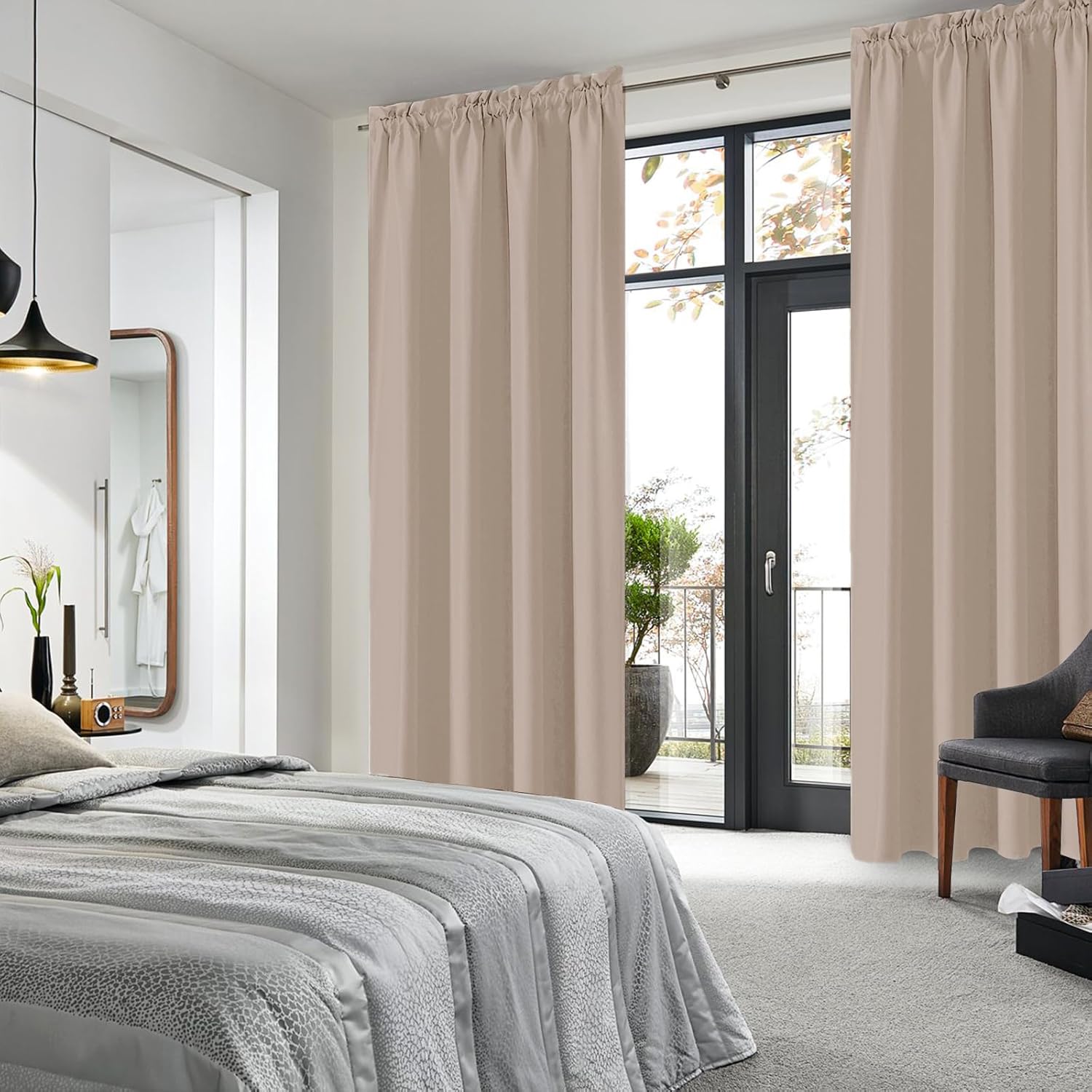DWCN Blackout Curtains for Living Room Thermal Insulated, Energy Saving & Noise Reducing Bedroom