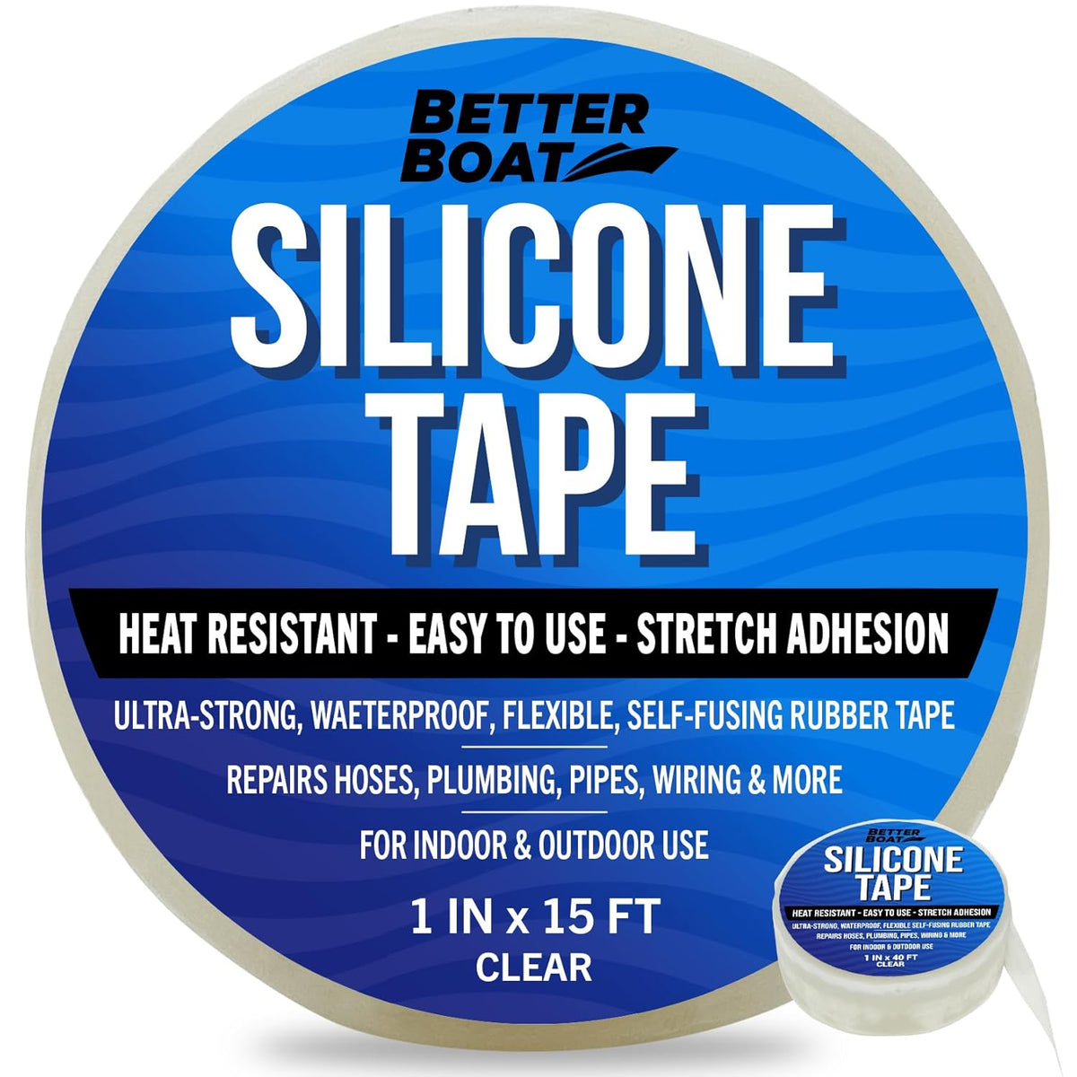Clear Heavy Duty Silicone Tape, Self-Fusing Rubber Hose and Plumbing Water Pipe Repair Seal, Coax