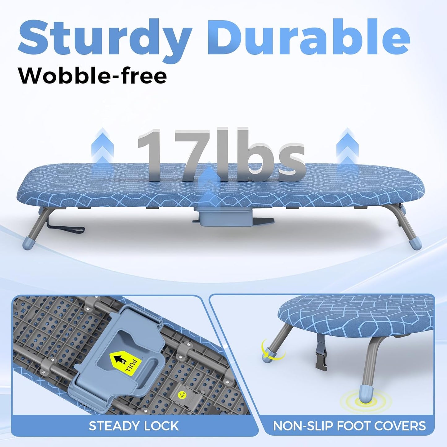 APEXCHASER Ironing Board Small with Iron Holder, Tabletop Small Iron Board with 2 Heat Resistant
