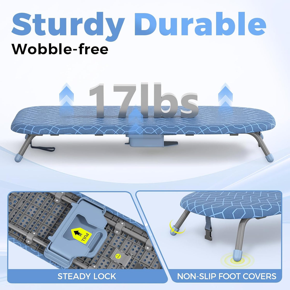 APEXCHASER Ironing Board Small with Iron Holder, Tabletop Small Iron Board with 2 Heat Resistant