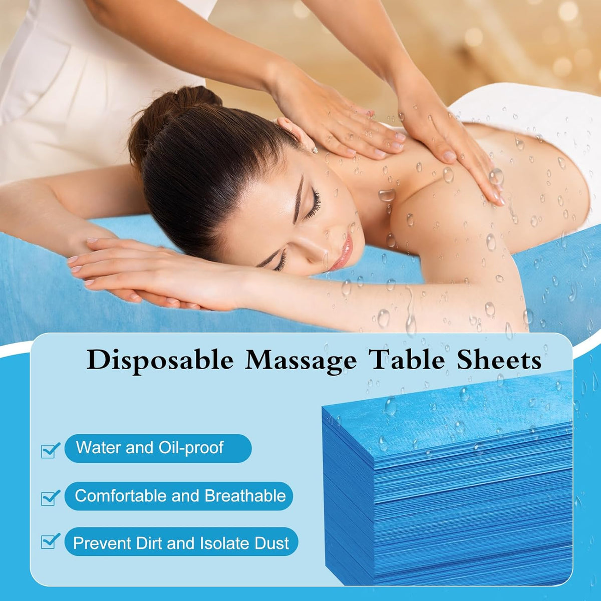 100 Pack Disposable Bed Sheets – 31.5 x 71 in Waterproof Non-woven Sheets for Massage, Spa, Tattoo