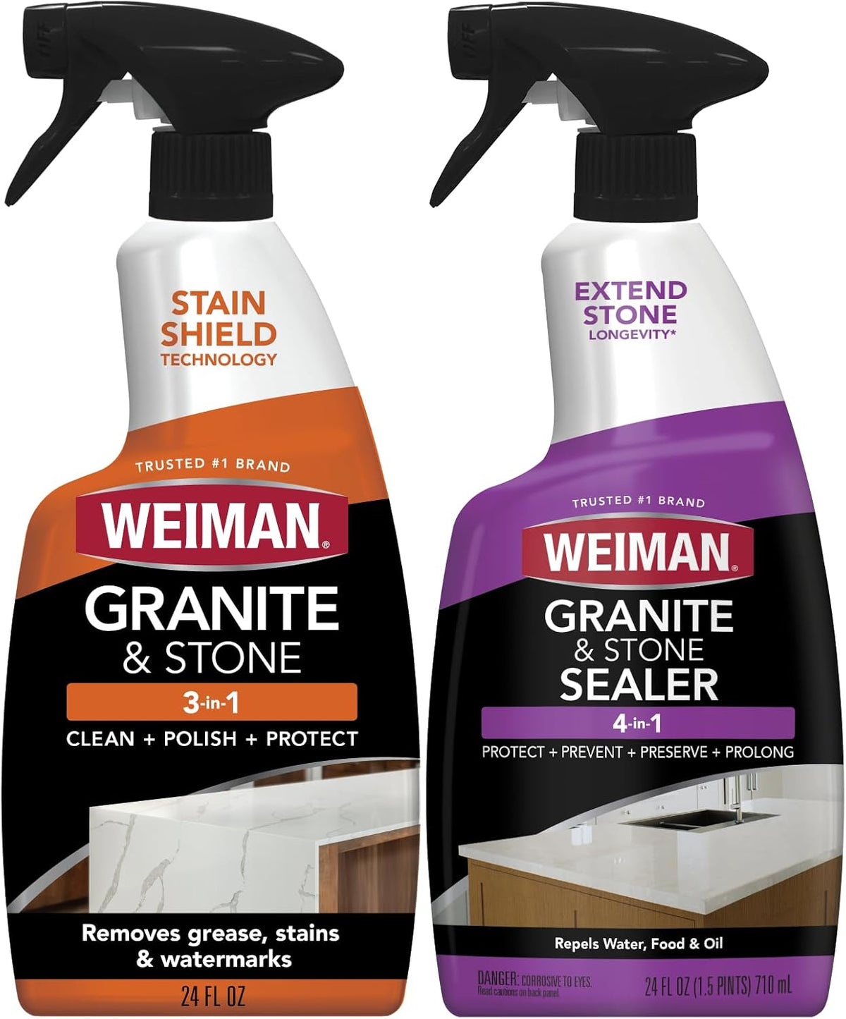Weiman Complete Countertop Clean & Protect Kit - For Granite, Marble, Quartz & Stone - Granite &